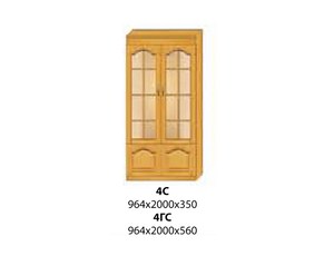 Шкаф 2 двери стекло, 2 двери массив (гл 560)