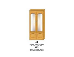 Шкаф 2 двери зеркало, 2 двери массив (гл 560)