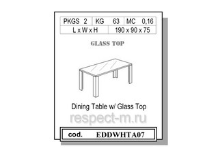 Стол обеденный 190 со стеклянным покрытием  со стразами Сваровски