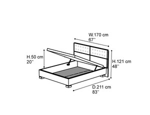 Кровать 153х200 MOON 2, с подъемным механизмом
