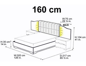 Кровать 160 Quadri, c подсветкой и задней панелью MAXI