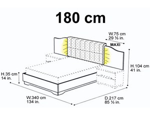Кровать 180 Quadri, c подсветкой и задней панелью MAXI
