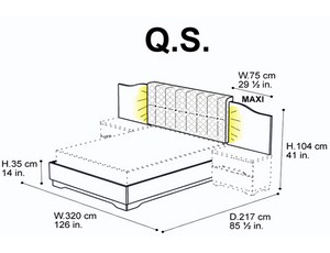 Кровать 153 Quadri, c подсветкой и задней панелью MAXI