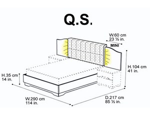 Кровать 180 Quadrii, c подсветкой и задней панелью MINI