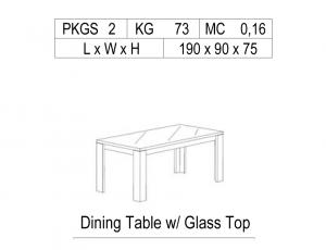 Стол обеденный 190 прямоугольный, со стеклом на столешнице