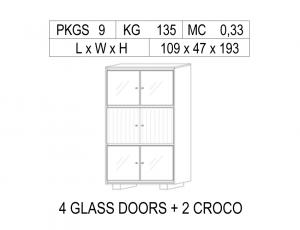 Шкаф 6 дверей (4 дв стекло в середине эко/кожа)