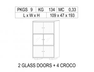 Шкаф 6 дверей (4 дв эко/кожа в середине стекло)