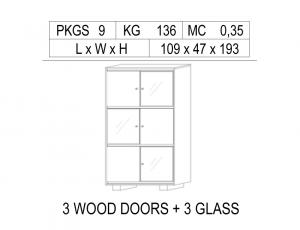 Шкаф 6 дверей (3 дв стекло, 3 дв глухие)