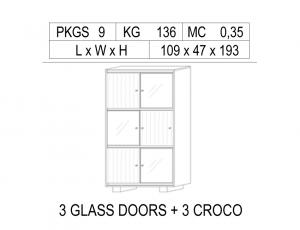 Шкаф 6 дверей (3 дв эко/кожа, 3 дв стекло)