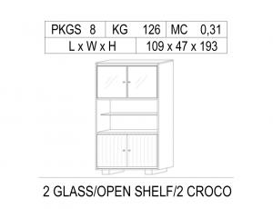 Шкаф 6 дверей (2 дв стекло, ниша, 2 дв эко/кожа)