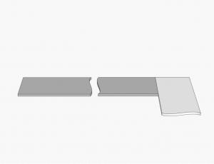 Левая прямая часть столешницы для углового соединения, завал радиусом 5 мм
