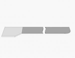 Правая прямая часть столешницы с закруглением для соединения к трапеции, завал радиусом 5 мм