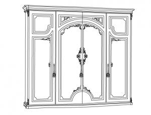Шкаф Amelfi 4 закруглённые двери, с дополнительными цветом и декорами