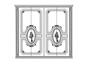 Шкаф 4 двери Murano, с дополнительными цветом и дером + профилями в фольге серебрянной с позолотой «мекка»