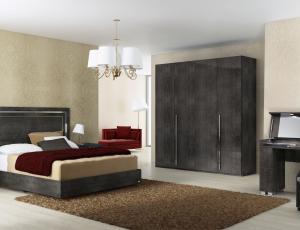 Комплект Спальня SARAH Grey Birch (Кровать 180 x 203+туалетный столик+ кресло к туалетному столику croco+ Шкаф 3 двери с зеркалом )
