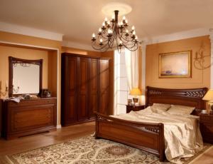 Спальня Франческа комплектом: кровать160 + тумба пр. + комод + зеркало + шкаф 4 двери с зеркалом