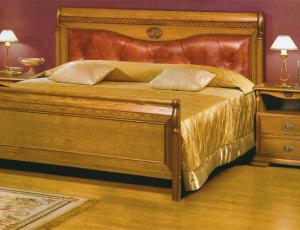 Кровать "Лика" 180 с высоким изножьем, кожа в изголовье (РМ922, б/к.,б/м.)