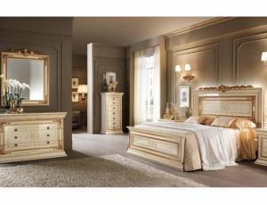 Комплект мебели для спальни Леонардо (Кровать 210х200, 2тумбочки,комод высокий, комод 3 ящика+зеркало)