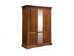 Шкаф трехдверный с зеркалом  "Милана 01" цвет черешня с золочением