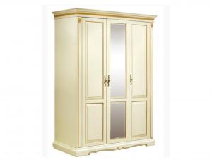 Шкаф 3х дверный с зеркалом  "Милана 01" цвет слоновая кость с золочением
