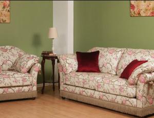 Набор мебели  Валенсия, диван 4х местный с механизмом + пуфик в коже (на выбор)