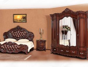 Спальня "Элиза Люкс" темный орех  (шкаф 3-х дв., кровать 160, комод+зеркало, тумбы прикр.- 2 шт.)
