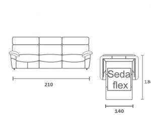 Диван 3р Maiami  с механизмом в ткани (SedaFlex)