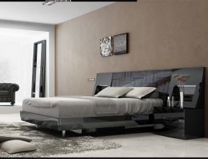 Комплект для спальни 10 FS черное дерево (Кровать 140+рама для кровати + тумбочка изогнутая с 2 ящ.)