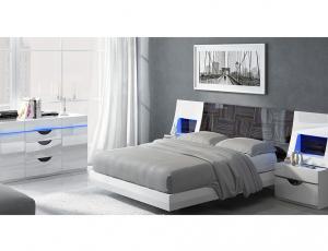 Комплект для спальни 12А FS (Кровать 140+рама для кровати+ тумбочка изогнутая 60 с 2 ящ. +комод изогнутый с подсветкой)