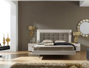 Комплект для спальни 19 KS (Кровать 200+рама для кровати + тумбочка изогнутый фасад с 2 ящ.)
