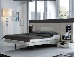 Комплект для спальни 41 CK(Кровать 190+ боковые панели для изголовья 515 +рама с опорой для кровати +тумбочка изогнутая 2 ящ. +полки с подсветкой 3 огня )
