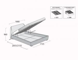 Кровать Vela maxi (1600 x 2050) ринг MAG,  подъемным механизмом и ящиком для белья