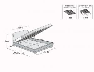 Кровать Vela maxi (1600 x 2050) ринг RIC,  подъемным механизмом и ящиком для белья