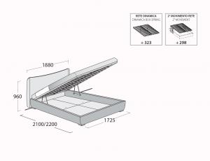 Кровать Carol maxi (1600 x 2050) ринг MAG,  подъемным механизмом и ящиком для белья