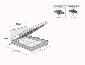 Кровать Carol maxi (1600 x 2050) ринг RIC,  подъемным механизмом и ящиком для белья