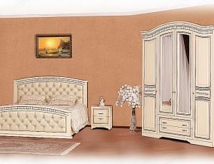 Спальня "Клеопатра" комплектом (шк. 4-х дв. + кровать 160*200 +  тумбочки-2шт. + комод + зеркало)