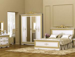 Спальня Оливия  комплектом: кровать 160 без короны + тумба пр.-2шт. + комод + зеркало + шкаф 6-ти дверный без короны