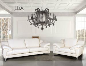 Набор мягкой мебели Lilia комплект (диван 3х местный + кресло) в коже 2  категории без механизма