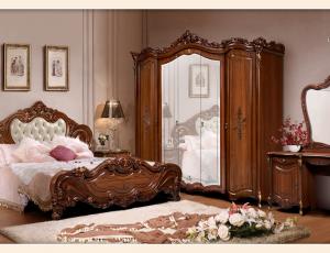 Спальный гарнитур "Элиза" (кровать 180*200, туалетный стол с навесным зеркалом+пуф, тумба прикроватная - 2 шт., шкаф 5 дверный)