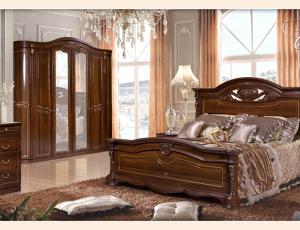 Спальный гарнитур "Сорренто" цвет темный орех (кровать 1800*2000, тумба прикроватная 2шт., комод с навесным зеркалом, шкаф 6-ти дверный)