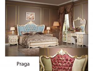 Спальня Praga комплектом: (кровать 1,8м, 2 тумбы прикроватные, туалетный стол с зеркалом, шкаф 5-дв с зеркалами и без зеркал)