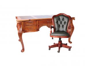 MK-CHO02. Smaller Alvaro office chair Кресло офисное (массив кр. д., кожа ЗЕЛЕНАЯ) ANTIQUE (вишня)