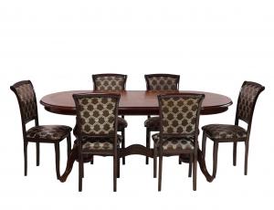 Стол обеденный Мозаика белый с золотой патиной + 6 стулье Кабриоль