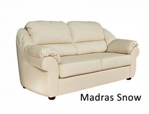 КОЖА 100%: Диван Вестон 3-местный, кожа Madras Snow с высоковыкатным механизмом трансформации
