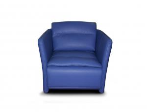 Кресло Affinity в коже color blu (кожа NOVABUK 61) с прострочкой тон-в-тон