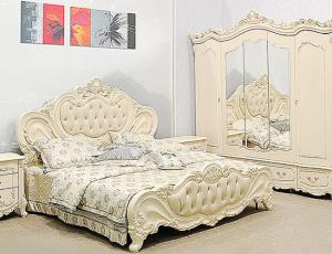 Спальня "Элиза Люкс" (шкаф 5 дв., кровать 180+осн, туал.стол+зеркало+пуф, тумбы прикр.- 2 шт.)