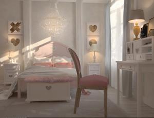 Спальня детская Adelina розовая фабрика Этажерка 