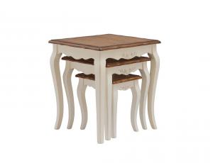 MK-5036-AWB. Набор из 3-х столиков Florence, TABLES SET 3pcs, цвет: Молочный+Итал.орех