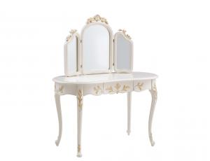 MK-5013-WG. Туалетный столик с зеркалом Shantal, DRESSER WITH MIRROW, цвет: Белый с золотом