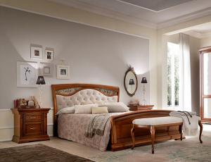 Кровать 140 с тканевым изголовьем с ковкой с изножьем, вишня